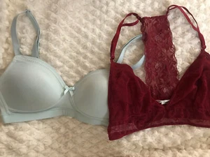 Marks Spencer MS bra lot 2  Out from Under Small /Size 30A Light blue/ burgundy - Picture 1 of 13