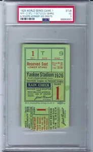 1926 World Series GM 1 Lou Gehrig - Rogers Hornsby WS Debut Ticket Stub PSA -3 - Picture 1 of 3
