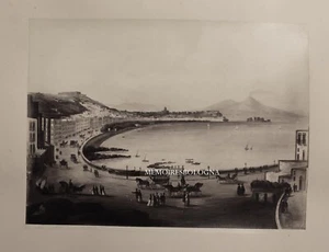 GOLFO NAPOLI VESUVIO ALBUMINA ANTICA FOTOGRAFIA DIPINTO FOTO SCUOLA DI POSILLIPO - Imagen 1 de 1
