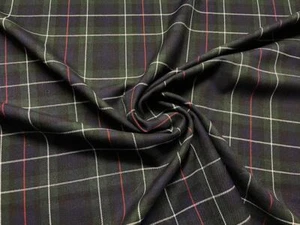 Scottish Tartan Check Fabric Material DESIGN 12 NAVY GREEN - Picture 1 of 3