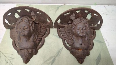 Juego De 2 Estantes De Hierro Fundido De Colección Querubín Cupido Ángel Pared Rústico Ornado Victoriano  Foto 1 de 4