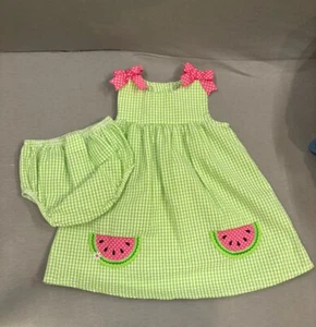 Rare Editions Watermelon Dress And Bloomers Set 18 Months - Picture 1 of 5