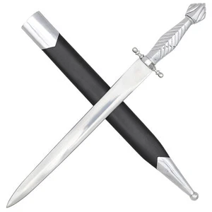 Vintage German Nickel-Hilted Dagger with EN45 Blade and Faux Leather Sheath - Picture 1 of 11