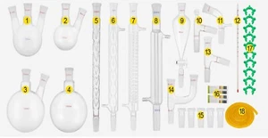 32pcs Kit Chemistry Lab 24/40 Standard Joints 250/500/1000ml Flasks - Picture 1 of 11