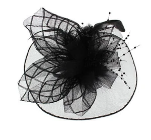 Zac's Alter Ego® Lace & Net Fascinator with Feathers on Clip or Aliceband - Picture 1 of 24