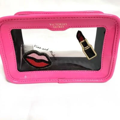 VICTORIA'S SECRET KISS & MAKE UP COSMETIC CASE 粉色透明包 全新带标签  — 第 1/4 张图片