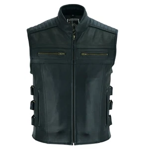Chaleco de cuero para hombre chaleco de motocicleta motociclista chaleco de cuero auténtico chaleco de club chaleco de helicóptero  - Imagen 1 de 4