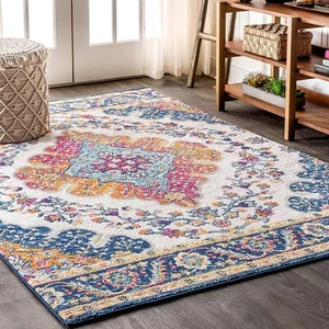 Vintage Area-Rug Easy-Cleaning for Bedroom Kitchen Living Room Non Shedding New - Picture 1 of 7