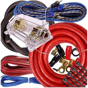Premium 0 Gauge Wiring Kit for 5000 Watts Amplifier - Includes 250A & 300A Fuses - Picture 1 of 11