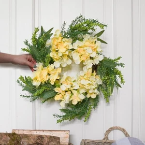 40cm Outdoor Hortensie Wirbel Frühling Sommer Kunstkranz | Türdekoration - Bild 1 von 5