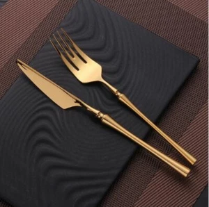 Cutlery Set Mirror Gold Cutlery Set Stainless Steel Dinnerware Steel Gold Forks - Picture 1 of 28