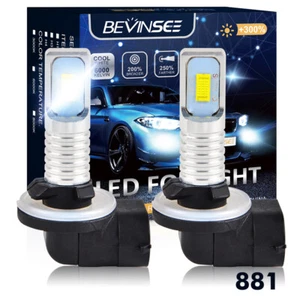 Bevinsee 881 H27W/2 LED Fog Light Bulbs 3000LM 6000K White Car DRL Driving Lamp - Picture 1 of 12