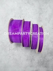 PURPLE Organza SATIN EDGE Sheer Ribbon 100% nylon Choose Size & Yardage - Picture 1 of 1