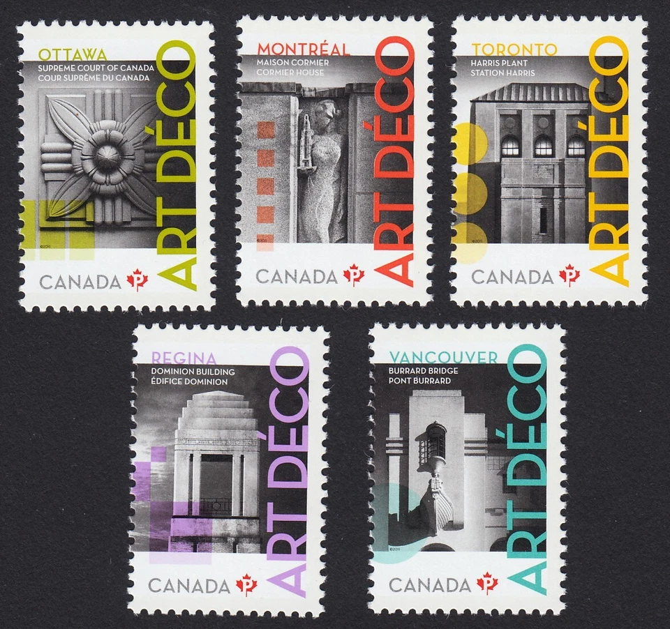 ARTDECO ARCHITECTURE * Canada 2011 #2471a-e MNH FULL Set of 5 stamps from S/S - Image 1 of 1