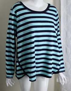 SO SOFT NWT Talbots Sz 2XP 2X Petite Turquoise Navy Cotton Knit Shirt Top Blouse - Picture 1 of 6