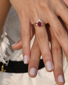 Ruby Gems Ring Engagement Gift 925 Sterling Silver Band Ring July Birthstone - Picture 1 of 5