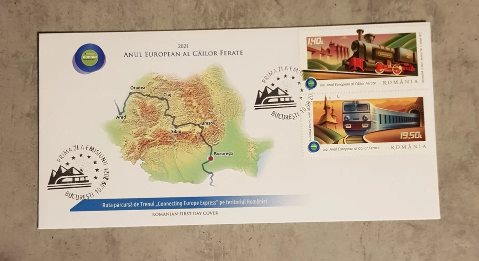 ROMANIA EUROPEAN YEAR OF RAILWAYS FIRST DAY COVER CANCELLED FIRST DAY - Image 1 of 1