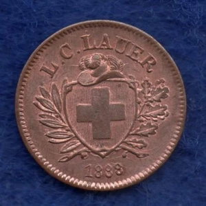 Toy Money, Switzerland, 1888 1 Rappen by Lauer, Rare (Ref. c7763) - Picture 1 of 2
