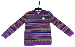 Holiday Lane Sweater Boys Size 7 Purple Striped Long Sleeve New - Picture 1 of 7