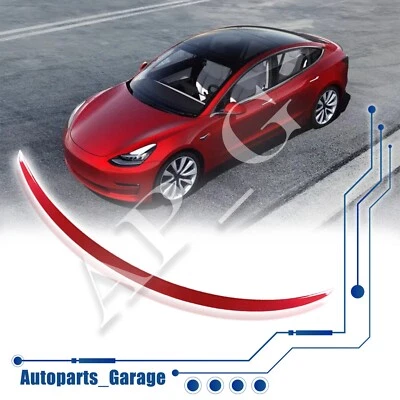 Rear Trunk Lip Spoiler Wing Glossy Red For 2017-2023 Tesla Model 3 - Image 1 of 4