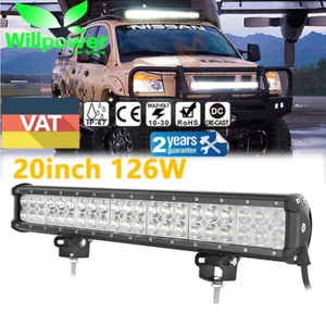20'' inch 126W Combo LED Work Light Bar Dual Row Driving Offroad Truck ATV UTV - Foto 1 di 9