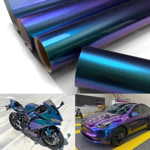 New Car Chameleon Vinyl Film Color Change Film Glossy Matte Wrapping Purple Blue - Picture 1 of 28