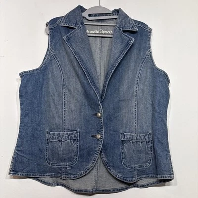 EUC Squeeze Jeans Denim Jean Vest Two Button Gathered Pockets Size 18 - Image 1 of 4