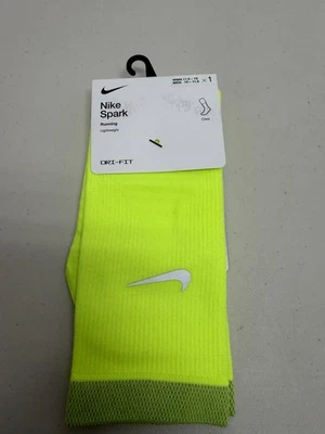 Nike SPARK Lightweight Crew Running Socks Volt Mens Size 10-11.5 DA3584-702 - Image 1 of 4