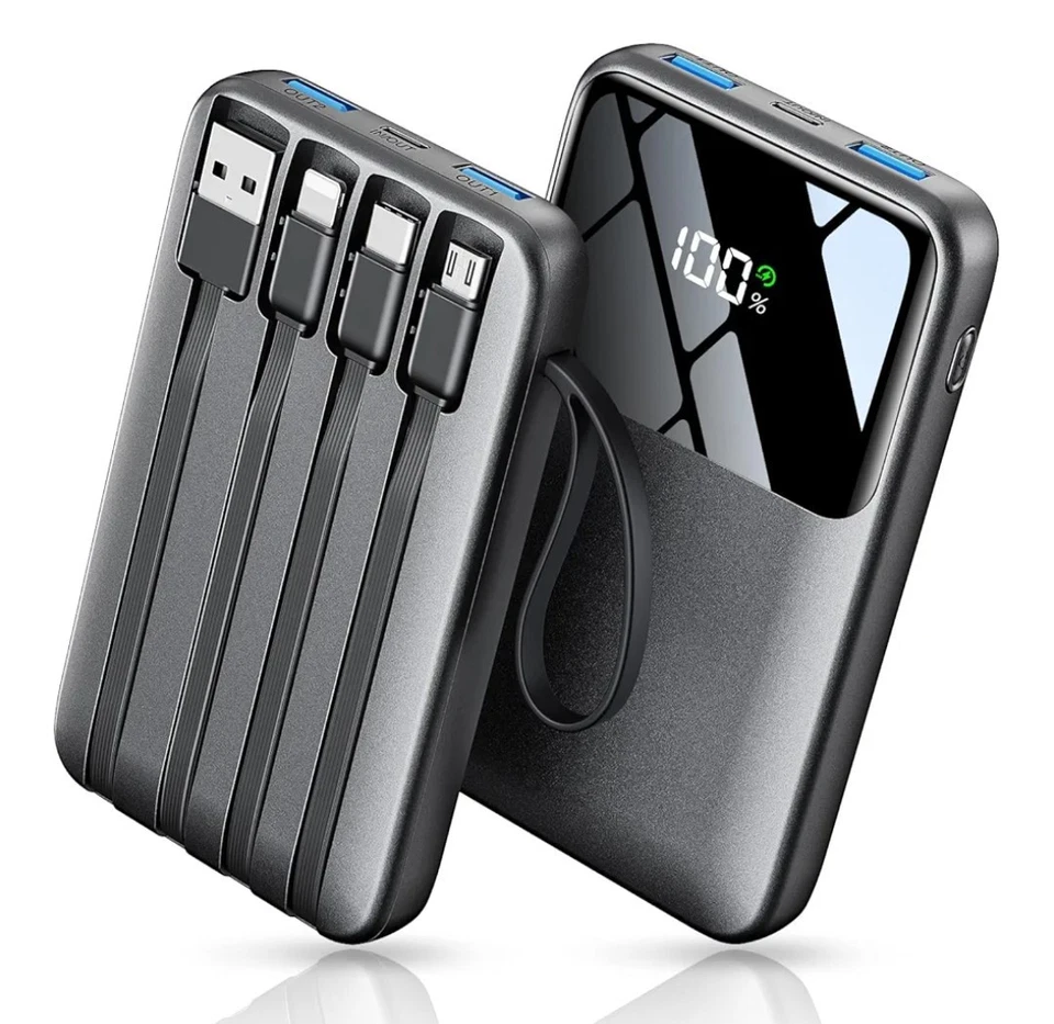 移动电源, 15000mAh 便携式充电器 带内置电缆,22.5W 快速充电 — 第 1/1 张图片