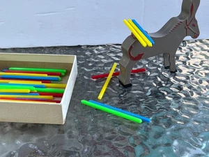 Vintage Donkey Stack Stix gioco di bilanciamento in plastica "Trendy Donkey-Packesel" ultima cannuccia - Foto 1 di 6