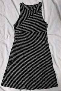 Athleta Black White Striped Dress Sleeveless Athleisure Women's XSP - Picture 1 of 10
