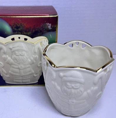 Lenox Merry Lights Santa Votive Candle Holder NEW in Box Ivory Porcelain 6708 - Image 1 of 4