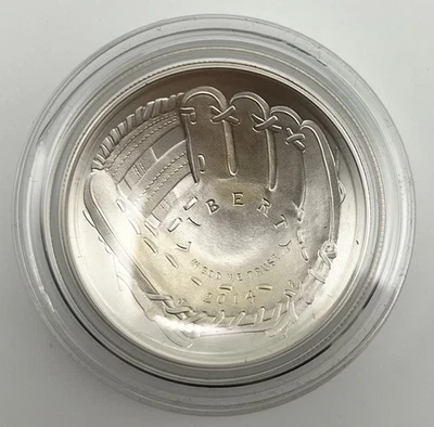 2014 P Baseball Hall of Fame $1 Silver Dollar Uncirculated w/ Box & COA Free S&H - Image 1 of 4