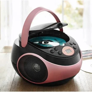 Reproductor de CD portátil Emerson radio carga superior con pantalla LCD y radio oro rosa - Imagen 1 de 1