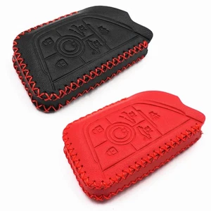 2Pcs Black Red Leather For 2020 2021 2022 Chevrolet Corvette C8 6 Button Key Fob - Picture 1 of 6