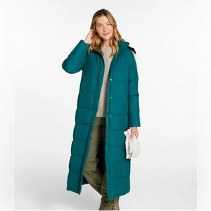 Abrigo largo acolchado con capucha de piel grande LL Bean ultracálido para mujer - Imagen 1 de 10