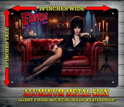 Elvira Mistress of the Dark in Iconic Outfit Metal Sign Wall Art 10" x 14" - image 1 of 2