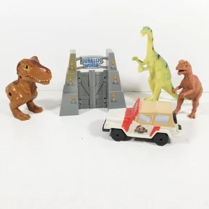 Jurassic World Action Figure Cake Topper LOT Jeep Dinosaurs Park Gate T-Rex Set - Picture 1 of 5