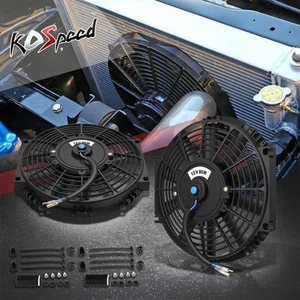 2X UNIVERSAL BLACK 10" ELECTRIC RADIATOR/ENGINE COOLING FAN+MOUNTING ZIP TIE KIT - Bild 1 von 5