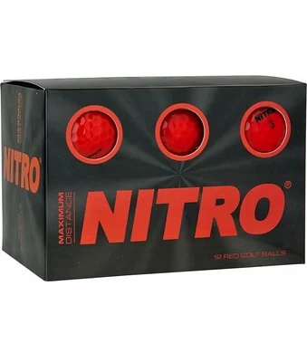 Paquete de 12 pelotas de golf rojas Nitro distancia máxima 12 piezas nuevas Foto 1 de 4