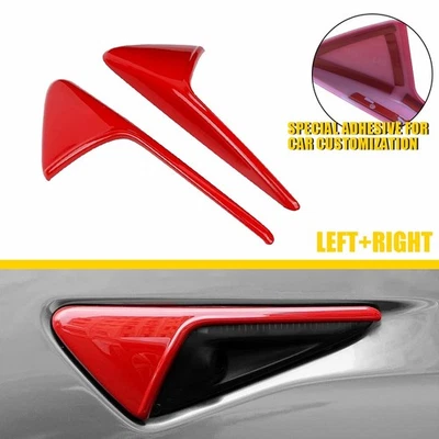 2 peças tampa flanco de câmera vermelha brilhante para-lama para Tesla modelo 3 Y S X 2015-2022 - Imagem 1 de 4