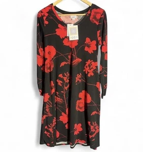 NUEVO CON ETIQUETAS Vestido LulaRoe Emily XS Negro y Rojo Floral Manga Larga BOLSILLOS Ocultos Boho - Imagen 1 de 9