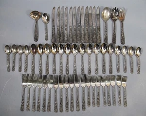 Vintage Godinger "Olde Bouquet" versilbert 57-teiliges Besteckset selten angelaufen - Bild 1 von 11