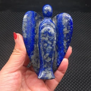 Natural Lapis Lazuli Quartz Crystal Carved Angel Healing Reiki Decoration 4'' - Picture 1 of 7