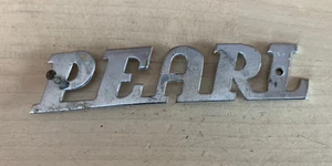 PEARL 60s Vtg Script Logo BADGE Snare Tom Bass Drum Part Silver Japan President - Picture 1 of 3