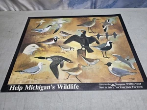 🔥 Help Michigans Wildlife Poster Vintage 1980er DNR Landschaft für Wildtiere 2 Seite - Bild 1 von 13