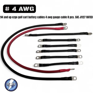 94 and up ezgo golf cart battery cables 4 awg gauge cable 8 pcs. SAE J1127 RATED - Picture 1 of 2