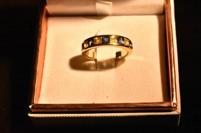 demi alliance saphirs bleus et jaunes - Photo 1/2