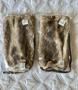 (2) Pottery Barn Faux Fur Ombré Wine Bag & Brown Tie NEW With Tags/Original Bag - Picture 1 of 8