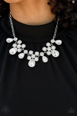 Paparazzi ~ Demurely Debutante White Pearls and Sparkle Necklace and Earring Set - Image 1 of 3
